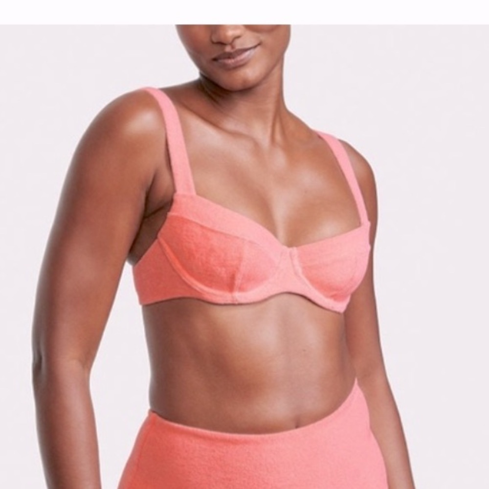 NWT Victoria's Secret Pink Terry bustier style bathing suit swim top spring